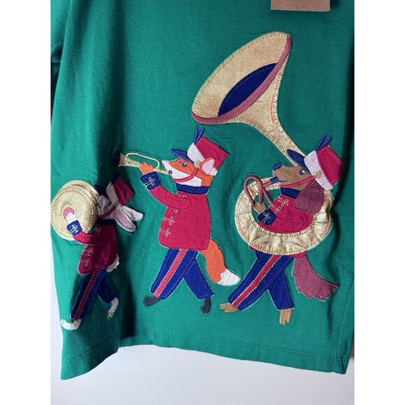 Mini Boden Green Long Sleeve Applique Tee Animals Marching Band 4-5 Years NWT - Picture 4 of 5